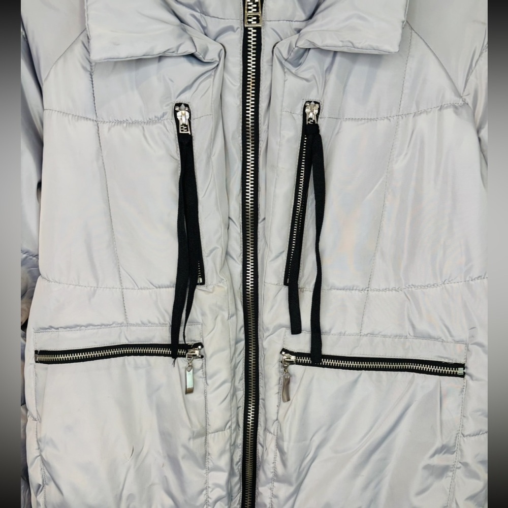 Cl Sono Light Gray Hooded Puffer Jacket with Fur Lined Hood - Picture 3 of 13